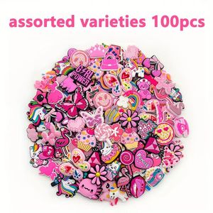 100 Pink Random 2D/3D PVC Shoe Charm Collection Pack