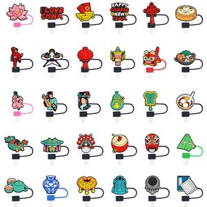 10mm Cute Cartoon PVC Straw Dustproof Cover Drinking Straws Plugs Reusab…