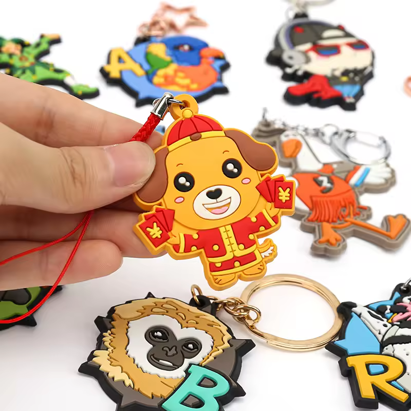 3D Soft PVC /rubber/silicone Keychains With UV Printing Eco-friendly Sta…