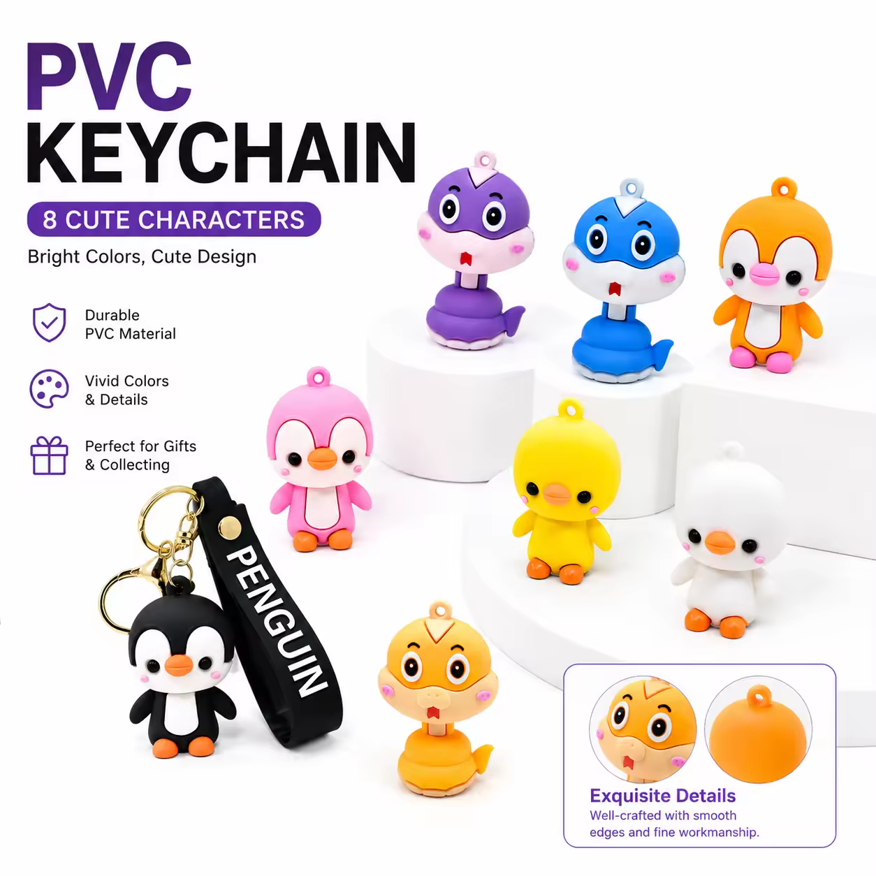 3d Soft Rubber Pvc Character Keychain Beaded Silicone Keychain 3d Keychains