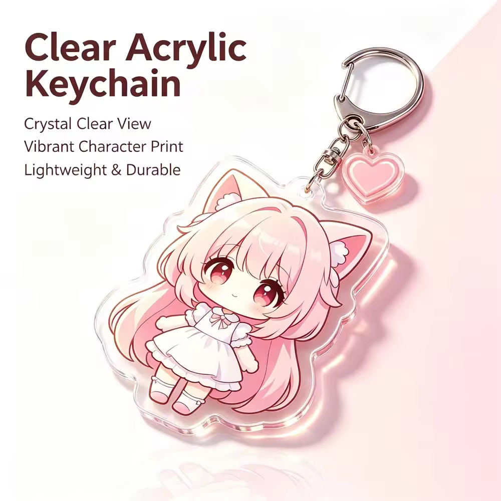 Clear Acrylic Keychain Personalized Photo Key Ring Transparent Charm Pen…