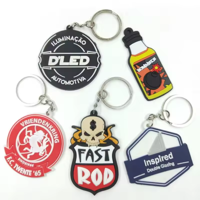 Durable PVC Rubber Keychains Soft Material Embossed Printing Brand Logo…