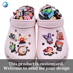 Fashion DIY Classic 3D PVC Accessory Women Men Black Clogs Bad Bunny Clo…