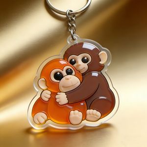 Clear Holographic Cute Cartoon Monkey Acrylic Key Chain DIY Acrylic Keyc…
