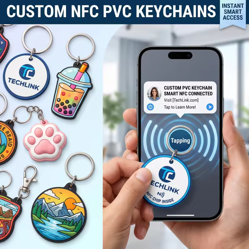 NFC Smart Chip Keychain PVC Keyring Tap To Share Digital Business Card K…