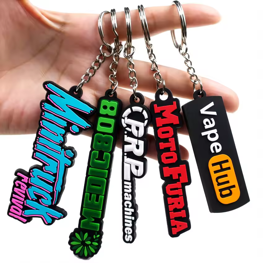 Personalized Soft Pvc Logo 2D Rubber Gift Key Chain Logo Letter Keychain