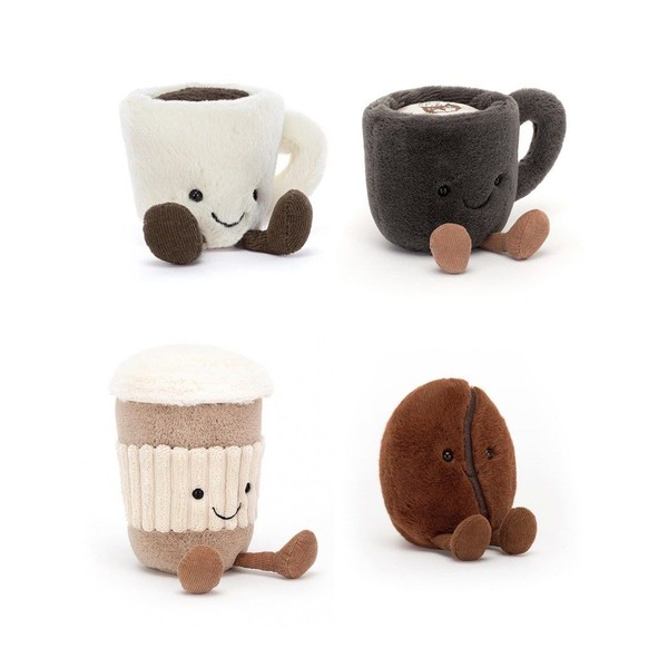 Smiling Morning Espresso Coffee Cup Corduroy Feet Plush