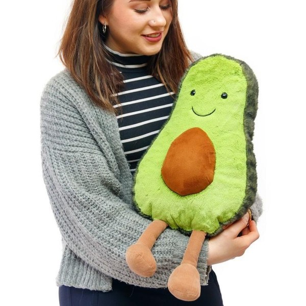Ripe Smiling Avocado with Suede Pit Soft Huggable Toy