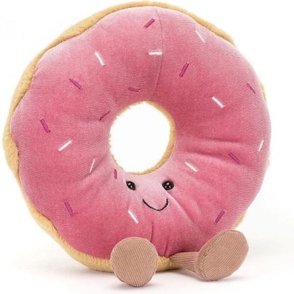 Sweet Glazed Pink Strawberry Donut with Sprinkles Ring Plush