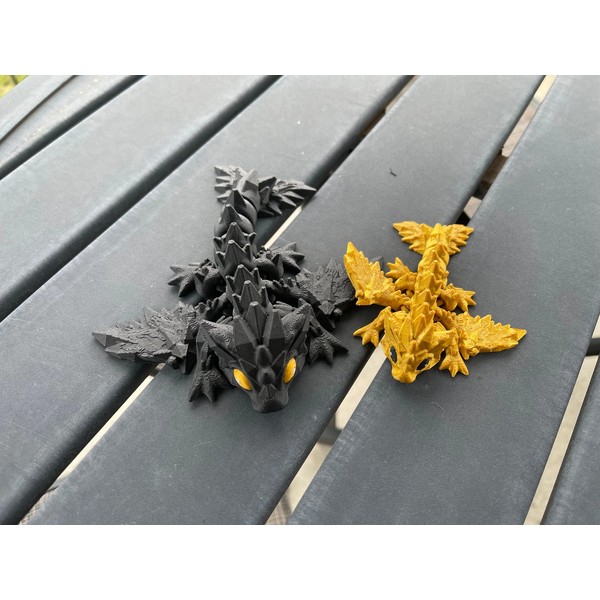Obsidian Black & Metallic Gold Dual-Tone Crystal Wyvern