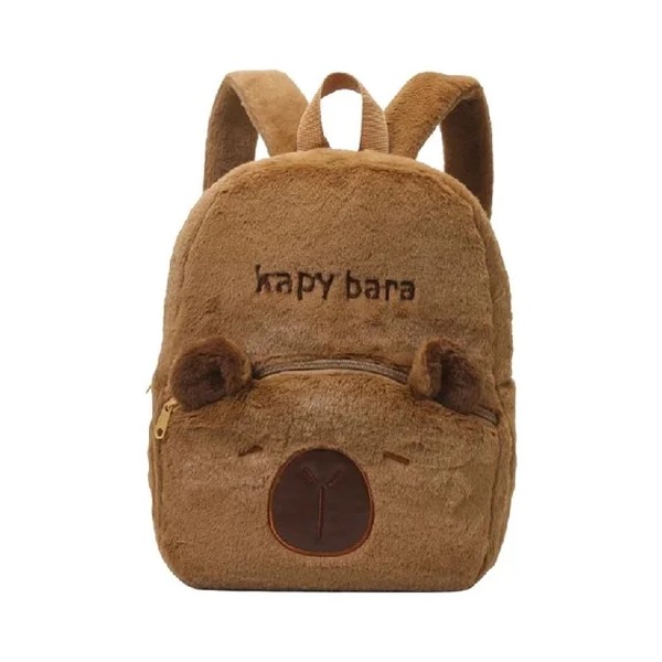 Waterproof Canvas & Fluffy Capybara Hybrid Student Rucksack
