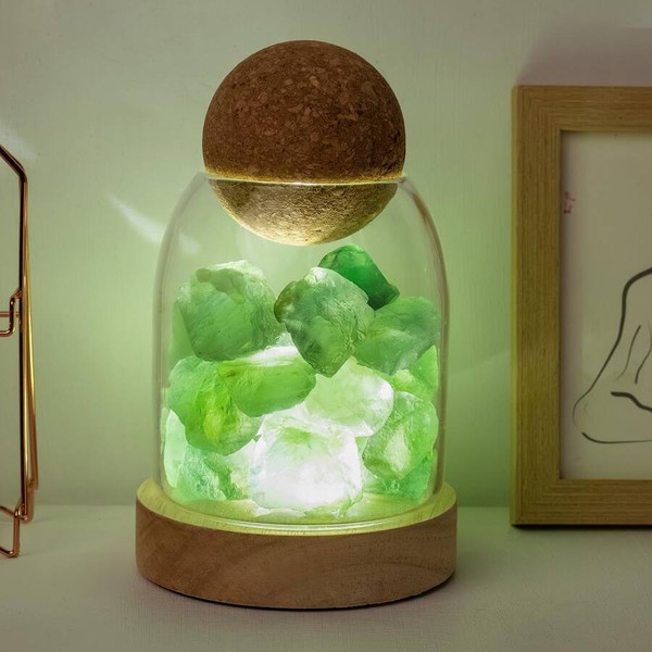 Raw Green Fluorite & White Quartz USB Bedside Aroma Lamp