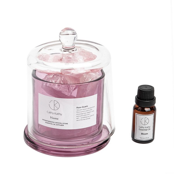 Rose Quartz Romance Crystal Night Light with Solid Brass Base