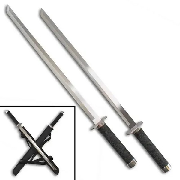 Twin Ninja Dual-Wield Short Swords with Back Scabbard Clip