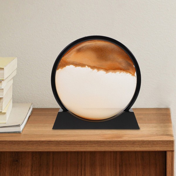 Golden Desert Shifting Sand Art Round Metal Stand (7-Inch)