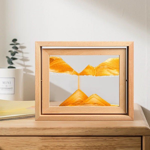 Solid Beech Wood Frame Executive Desktop Flowing Sand Hourglass