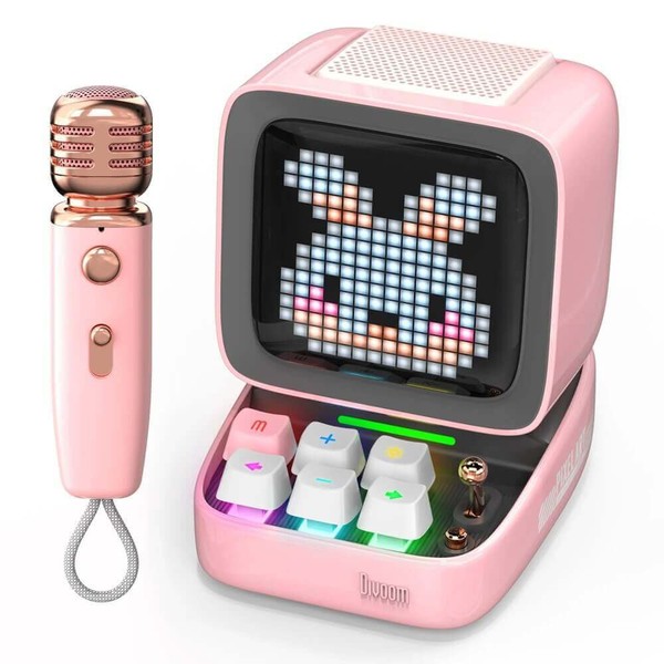 Kawaii Cat-Ear Glowing Pixel Bluetooth Speaker with Micro-Mic
