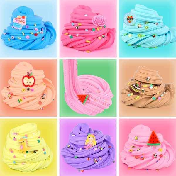8-Pack Scented Butter Slime Set with Bakery & Fruit Charms