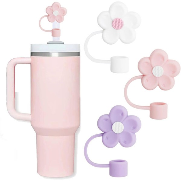 Pastel Floral Daisy Silicone Straw Cap for Stanley 40oz (10mm)