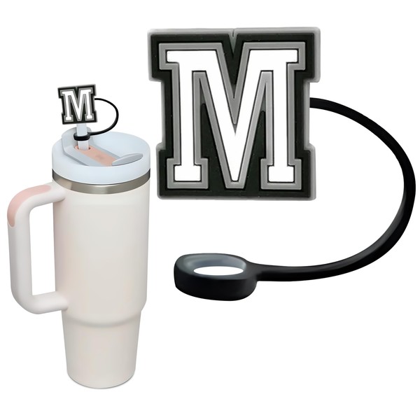 Custom Initial Monogram Letter Silicone Tumbler Straw Cap