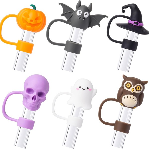 Glow-in-the-Dark Spooky Ghost Halloween Straw Tip Cover
