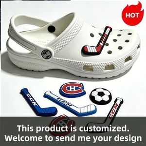 Soft PVC Ice Hockey Croc Charms Team Logo Shoe Decorations
